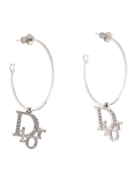 dior logo hoop earrings|genuine christian dior earrings.